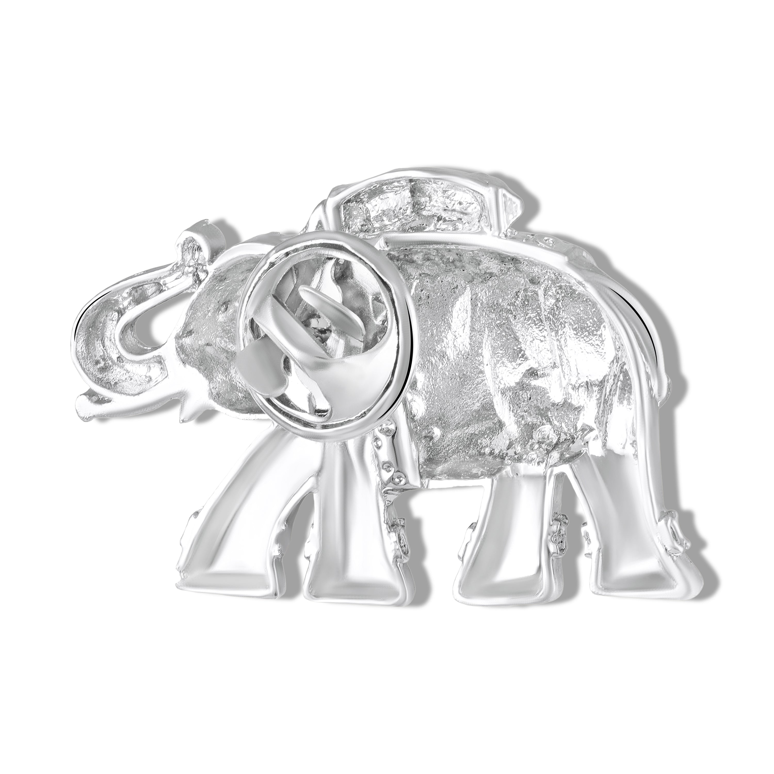 Mahi Silver Tone Royal Elephant-Shaped Unisex Wedding Brooch / Kurta Sherwani with Blue Enamel Meenakari Work (BP1101258RBlu)