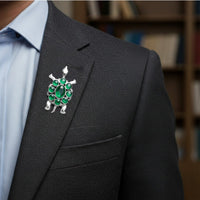 Mahi Green Crystals Stuffed Turtle-Shaped Lapel Pin / Brooch for Mens and Women (BP1101259RGre)