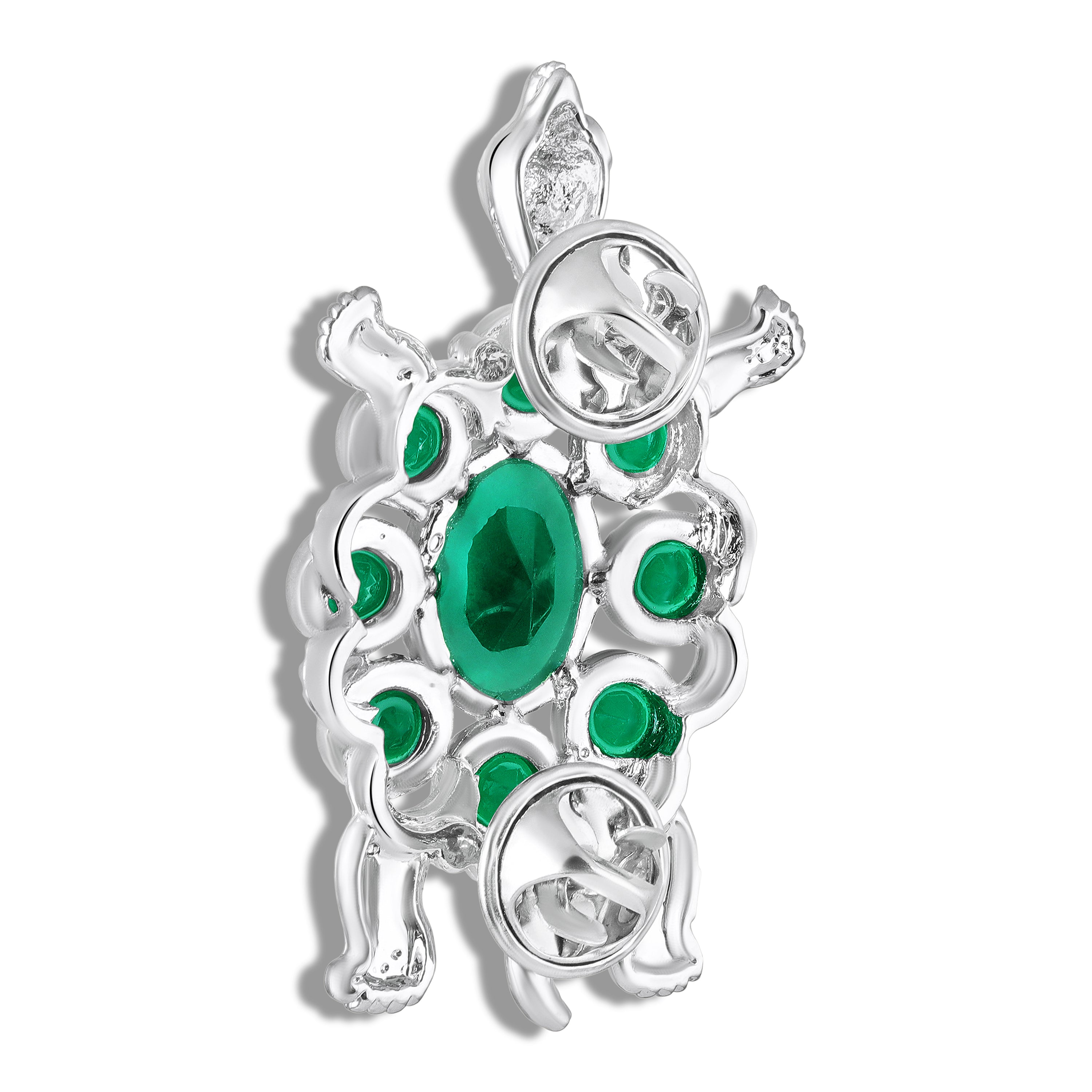 Mahi Green Crystals Stuffed Turtle-Shaped Lapel Pin / Brooch for Mens and Women (BP1101259RGre)