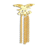 Mahi Regal Eagle-Shaped Gold-Finish Tassel Chain Drop Kurta Sherwani Wedding Brooch for Men with Red Meenakari Enamel (BP1101262G)