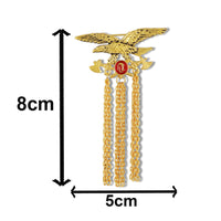 Mahi Regal Eagle-Shaped Gold-Finish Tassel Chain Drop Kurta Sherwani Wedding Brooch for Men with Red Meenakari Enamel (BP1101262G)