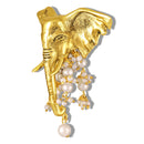 Mahi Gold Toned Elephant-Head -Shaped Pearl Unisex Brooch for Sherwani, Blazer & Saree (BP1101263GWhi)