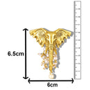 Mahi Gold Toned Elephant-Head -Shaped Pearl Unisex Brooch for Sherwani, Blazer & Saree (BP1101263GWhi)