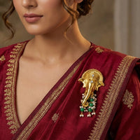 Mahi Gold Toned Religious Ganpati Brooch for Men & Women with Artificial Pearls | Sherwani, Blazer & Saree Pin (BP1101264GGre)