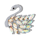 Mahi Sparkling White AB Crystals Swan-Shaped Brooch Clothing Accessories for Women | Saree Pin / Blazer Pin (BP1101265RWab)