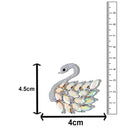 Mahi Sparkling White AB Crystals Swan-Shaped Brooch Clothing Accessories for Women | Saree Pin / Blazer Pin (BP1101265RWab)