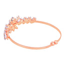 Mahi Rosegold Plated Floral Design White Cubic Zriconia CZ Studded Adjustable Kada / Bracelet for Women (BR1101050ZWhi)