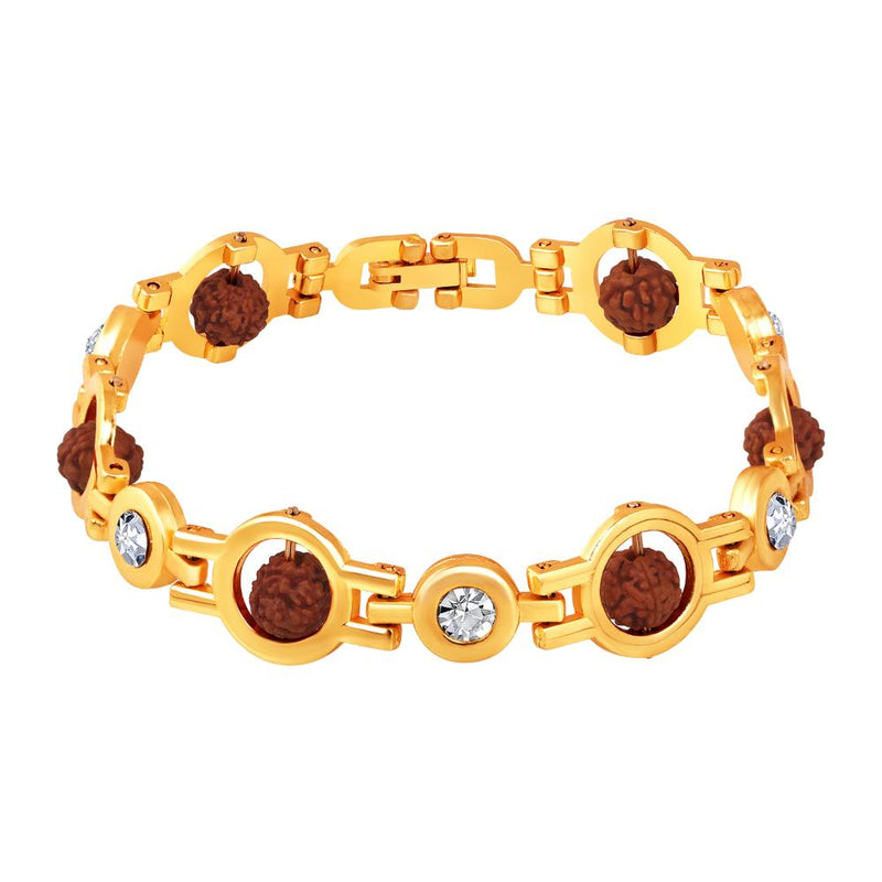 Mahi Gold Plated Rotating Rudraksh Bracelet with for Men and Women (BR1101067G)