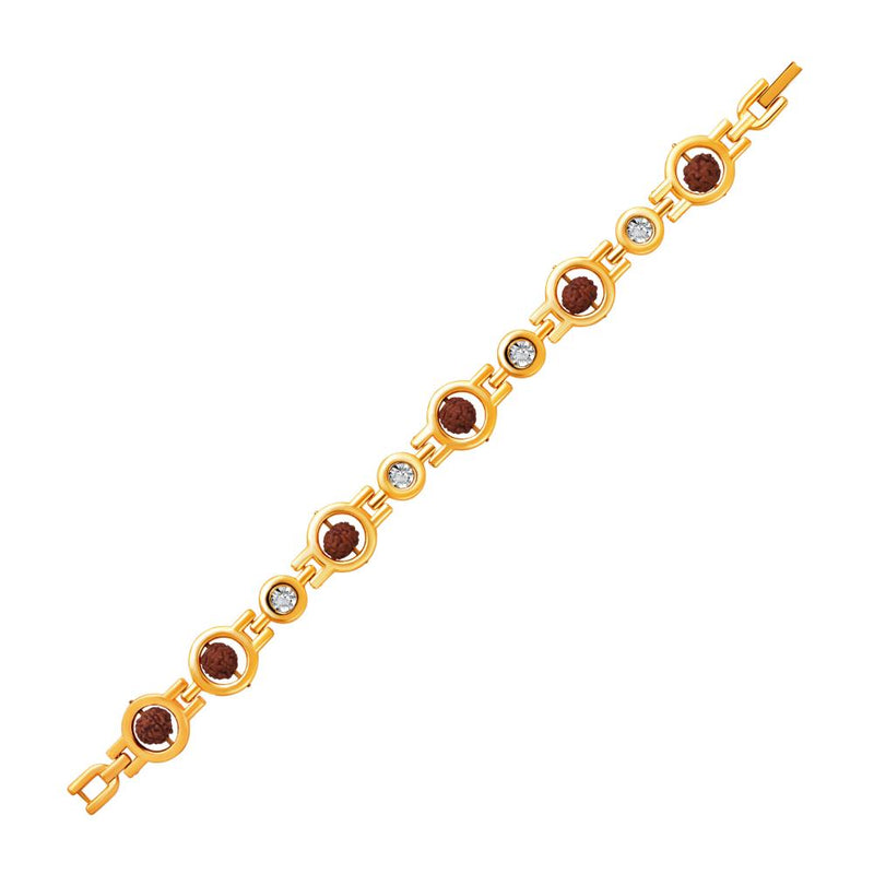 Mahi Gold Plated Rotating Rudraksh Bracelet with for Men and Women (BR1101067G)