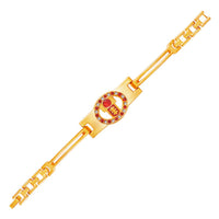 Mahi Shivling Bracelet with Meenakari Work and Red White Crystals for Men and Women (BR1101068G)