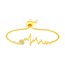 Mahi Pulse of Love Heartbeat Bracelet | Gold Plated Crystal Studded Heart for Women | Adjustable Slider (BR1101092GWhi)