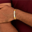 Mahi Stylish Golden & Silver Kada Mahadev Engraved Religious Elegant Kada Bracelet for Men (BR1101094M)