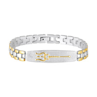 Mahi Men’s Dual Tone Designer Bracelet Premium Trishul Textured Chain Link Kada Style Bracelet for Men (BR1101097M)