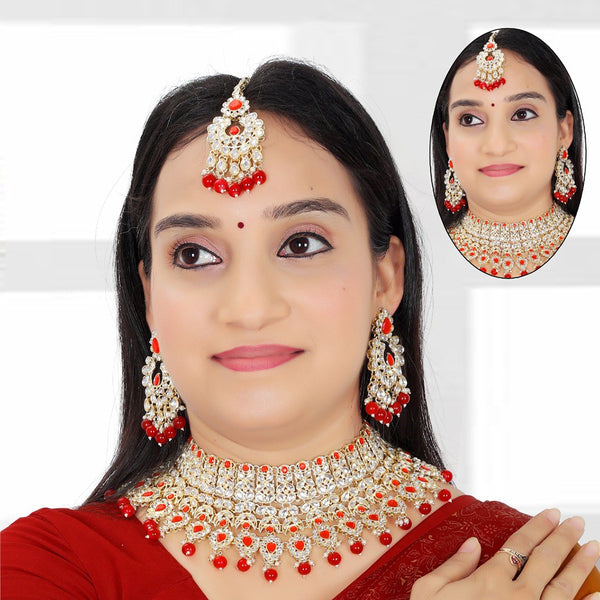 Gehana Mahal Gold Plated Kundan Stone Necklace Set