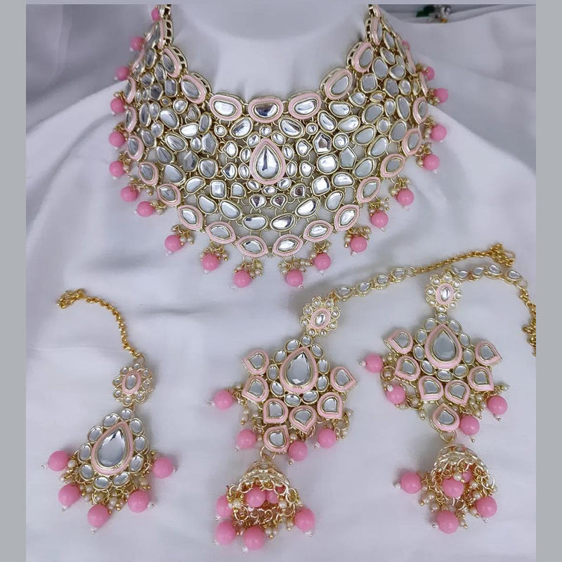 Gehana Mahal Gold Plated Kundan Stone Necklace Set