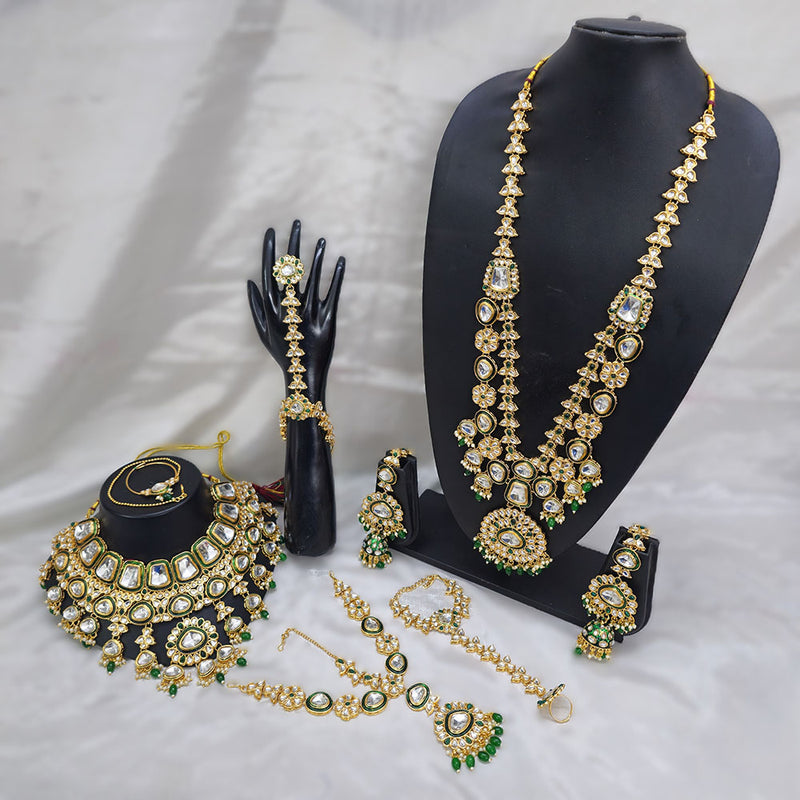 Gehana Mahal Gold Plated Kundan Stone And Beads Bridal Set