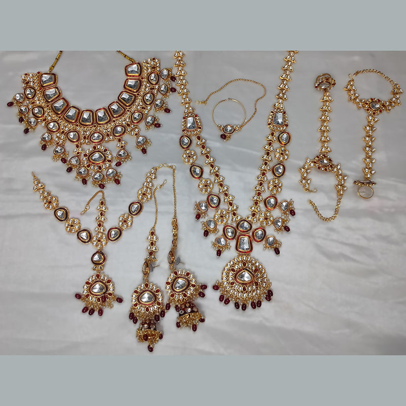 Gehana Mahal Gold Plated Kundan Stone And Beads Bridal Set