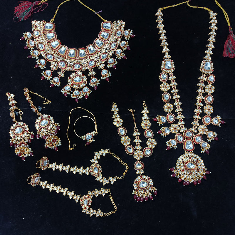 Gehana Mahal Gold Plated Kundan Stone And Beads Bridal Set