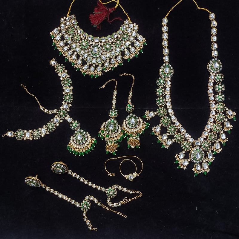 Gehana Mahal Gold Plated Kundan Stone And Meenakari Bridal Set