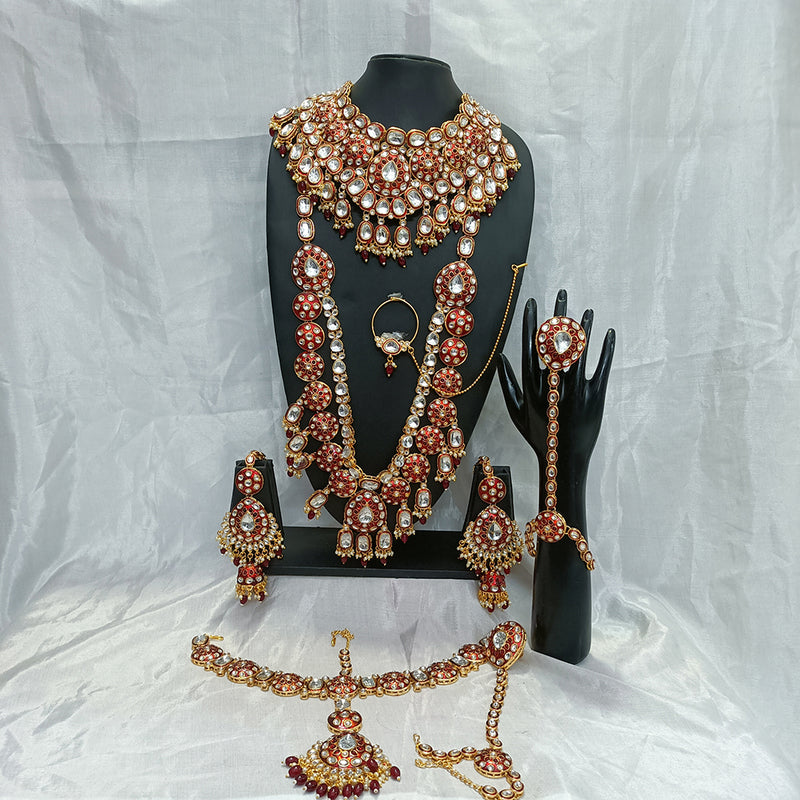 Gehana Mahal Gold Plated Kundan Stone And Meenakari Bridal Set