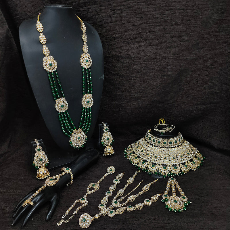 Gehana Mahal Gold Plated Kundan Stone And Pearls Bridal Set