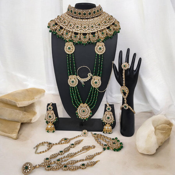 Gehana Mahal Gold Plated Kundan Stone And Pearls Bridal Set