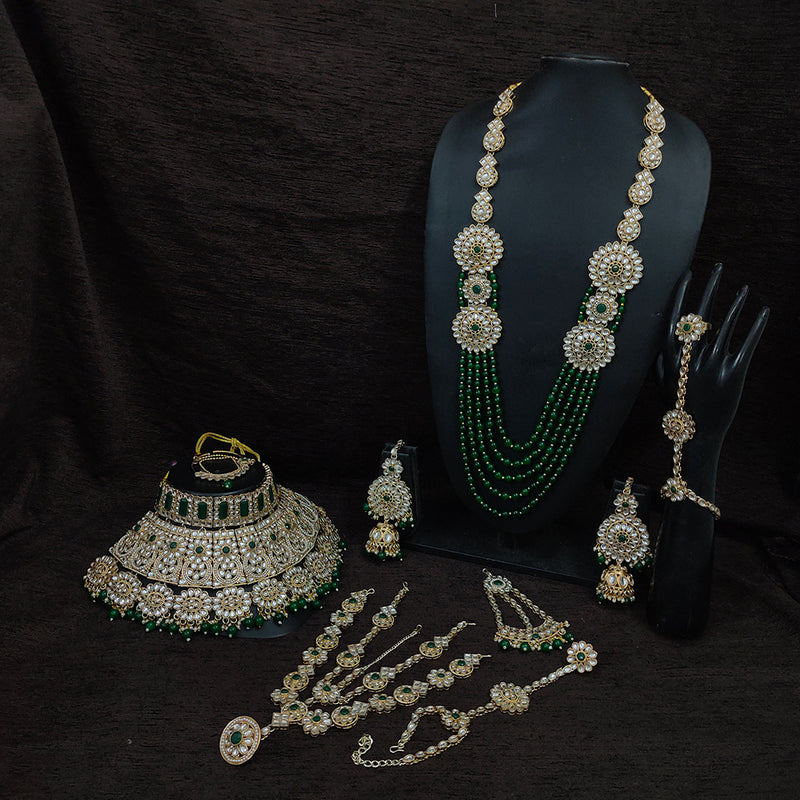 Gehana Mahal Gold Plated Kundan Stone And Pearls Bridal Set