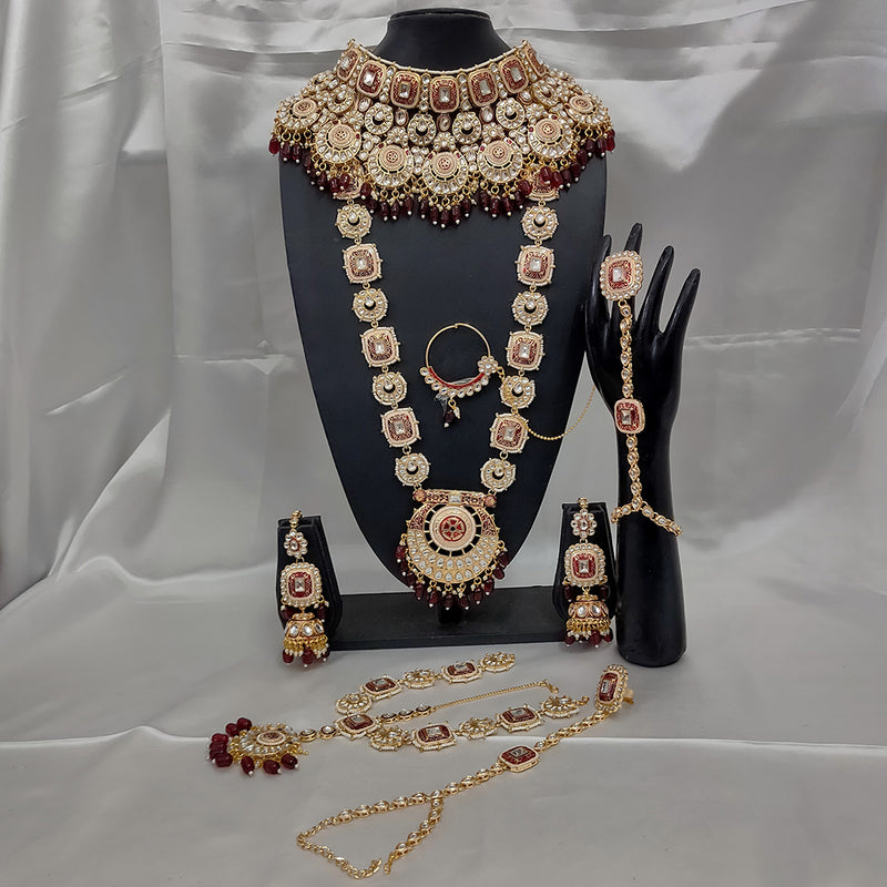 Gehana Mahal Gold Plated Kundan Stone And Meenakari Bridal Set