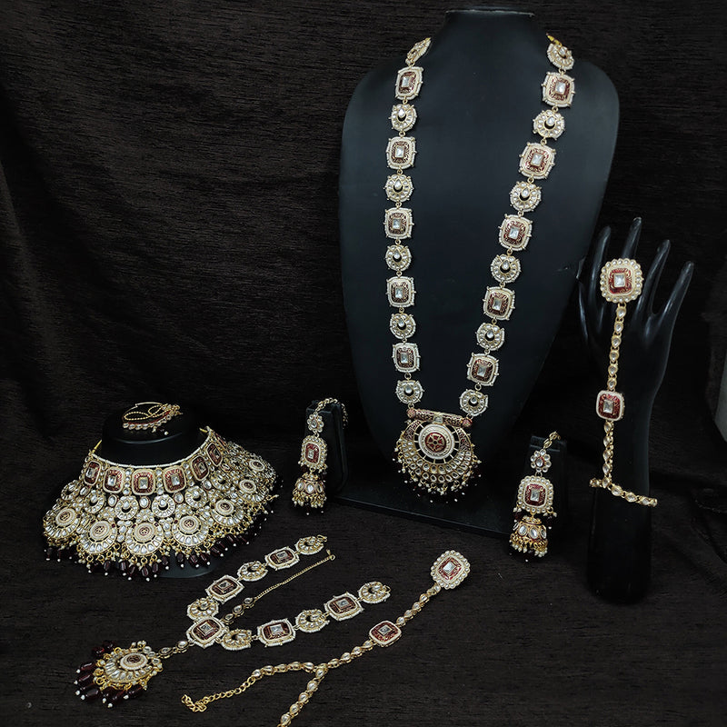 Gehana Mahal Gold Plated Kundan Stone And Meenakari Bridal Set