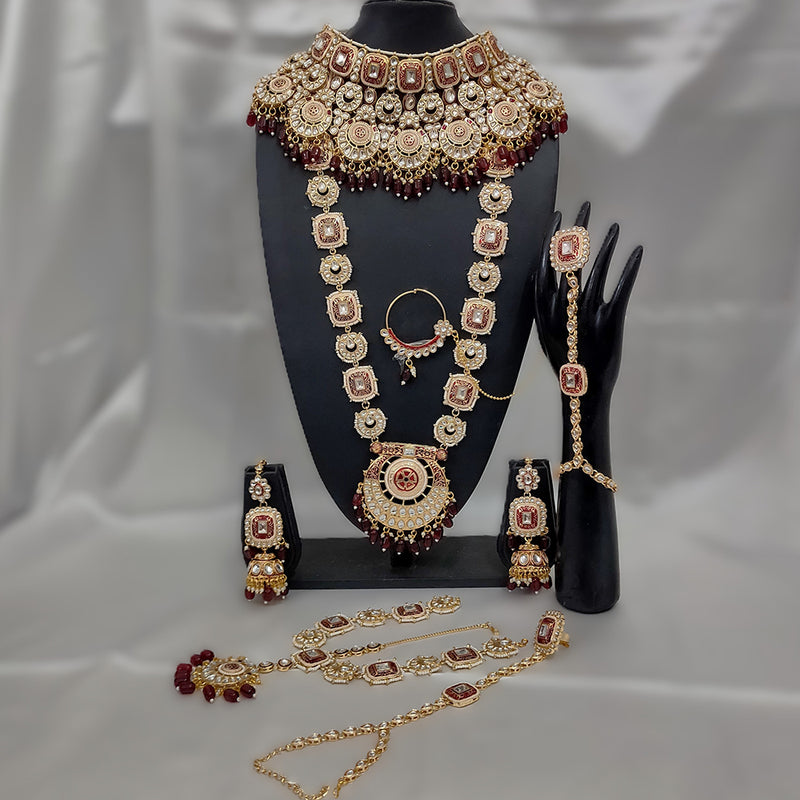 Gehana Mahal Gold Plated Kundan Stone And Meenakari Bridal Set