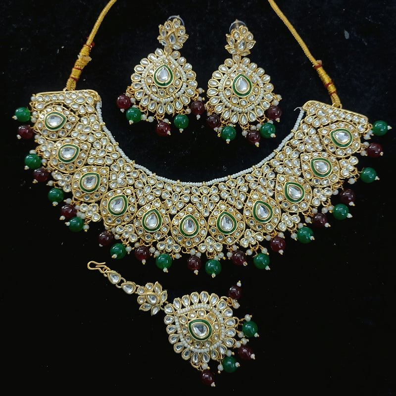 Gehana Mahal Gold Plated Kundan And Pearl Necklace Set