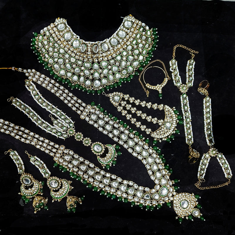 Gehana Mahal Gold Plated Kundan Stone And Pearls Bridal Set