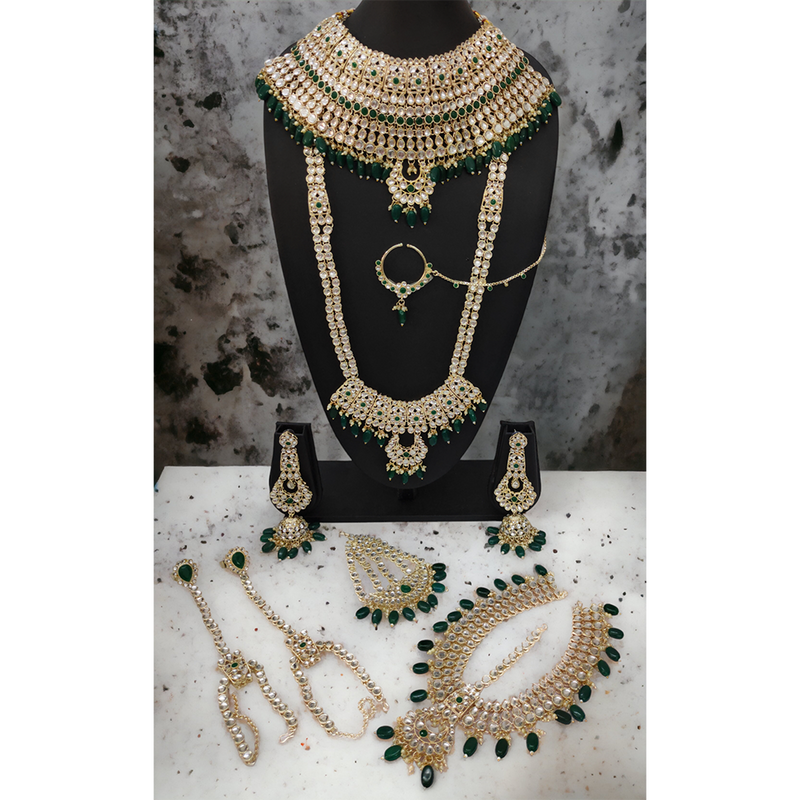 Gehana Mahal Gold Plated Indian Bridal Jewellery Crafted With Love Green