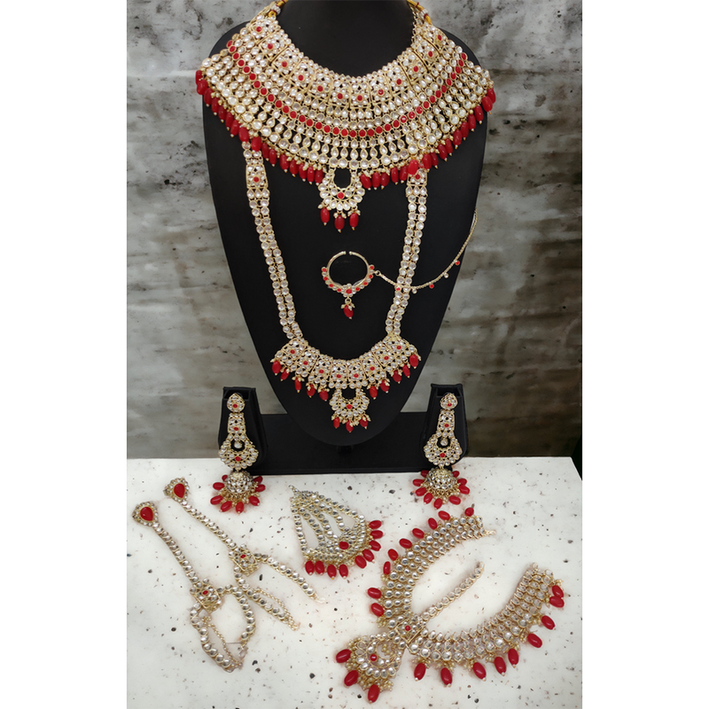 Gehana Mahal Gold Plated Indian Bridal Jewellery Crafted With Love Red