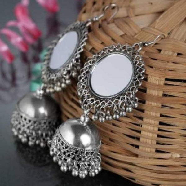 Bajana Lifestyle Oxidised Fancy Mirror Jhumki Earrings For Women