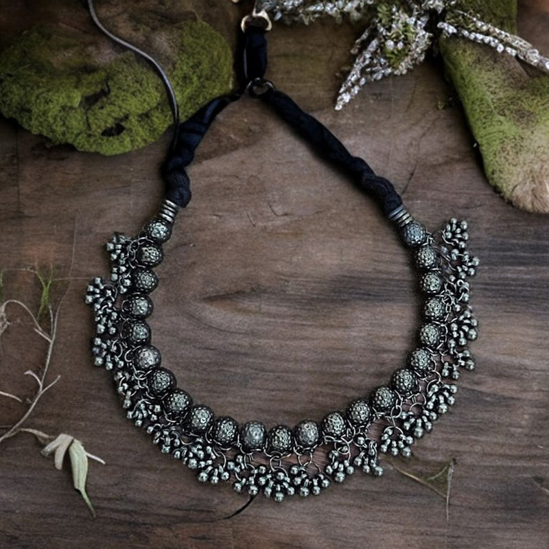 Bevy Pearls Oxidised Plated Necklace Set