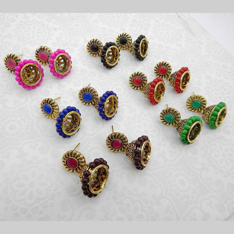 Subhag Alankar MultiColor 6 Pair Trendy Small Jhumki Earrings Combo Pack for Girls and Women