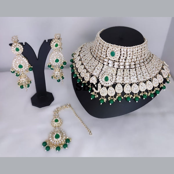 Gehana Mahal Gold Plated Kundan Stone Semi Bridal Necklace Set