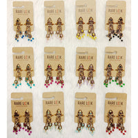 Dhwani Luxury Pota Stone And Beads Dangler Earrings(Pack of 12)