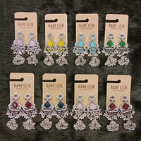Dhwani Trendy Pota Stone And Pearl Jhumki Earrings- (Pack of 8)