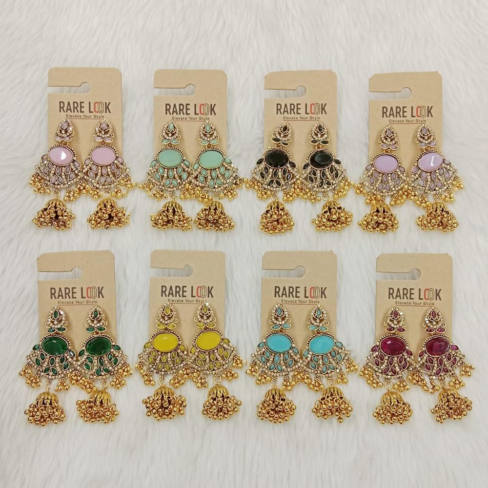 Dhwani Trendy Pota Stone And Pearl Jhumki Earrings- (Pack of 8)