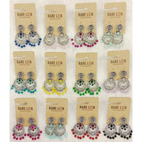 Dhwani Luxury Pota Stone And Beads Dangler Earrings(Pack of 12)