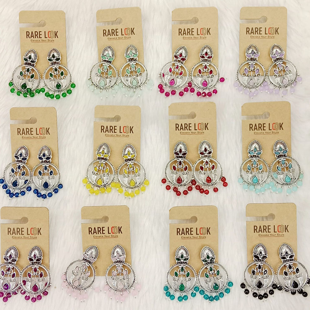 Dhwani Luxury Pota Stone And Beads Dangler Earrings(Pack of 12)