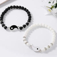 Asmitta - Rhodium Plated Yin Yang Couple Bracelets