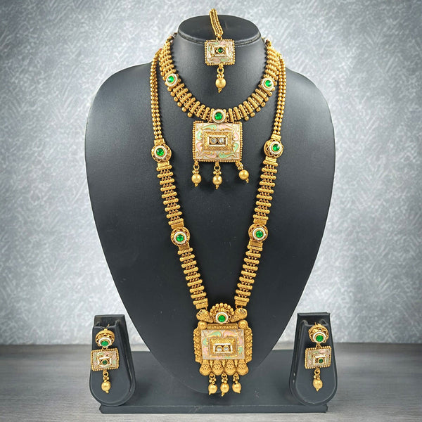 Gehana Mahal Copper Gold Pota Stone Necklace Combo