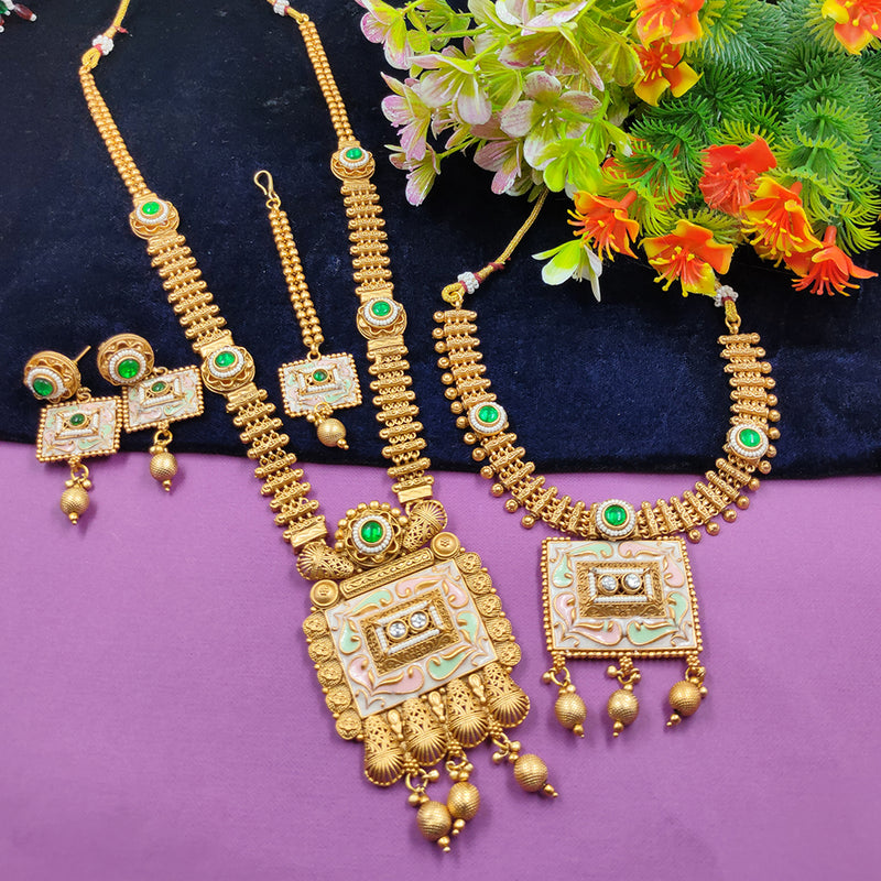 Gehana Mahal Copper Gold Pota Stone Necklace Combo