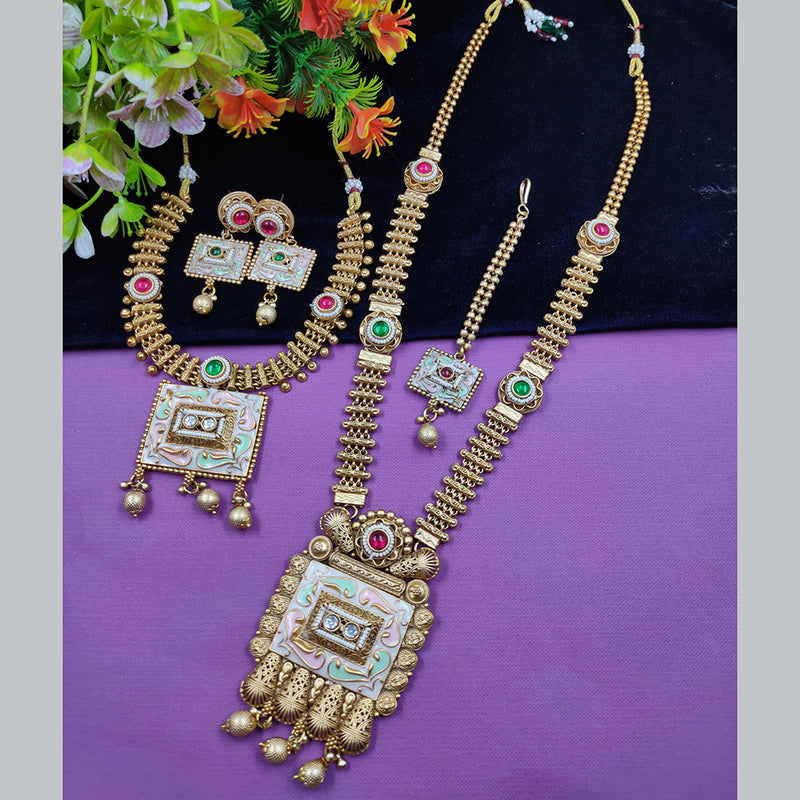 Gehana Mahal Copper Gold Pota Stone Necklace Combo