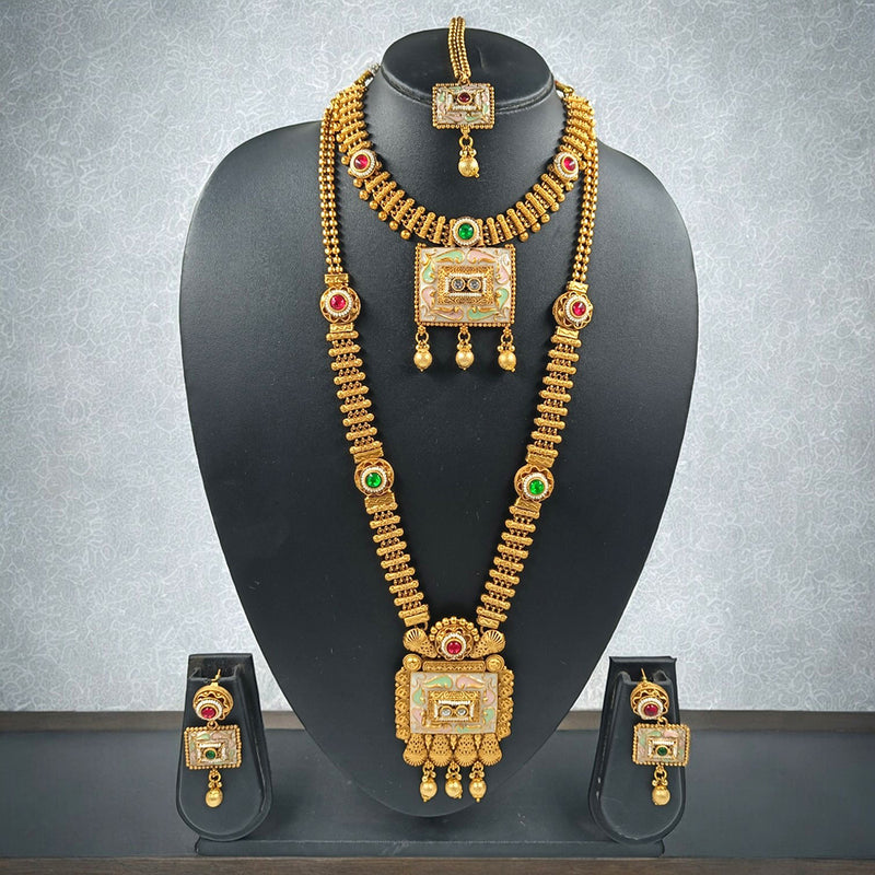 Gehana Mahal Copper Gold Pota Stone Necklace Combo