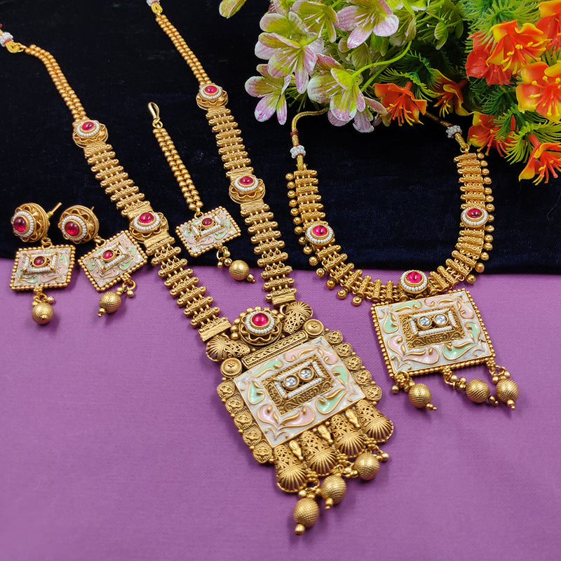 Gehana Mahal Copper Gold Pota Stone Necklace Combo