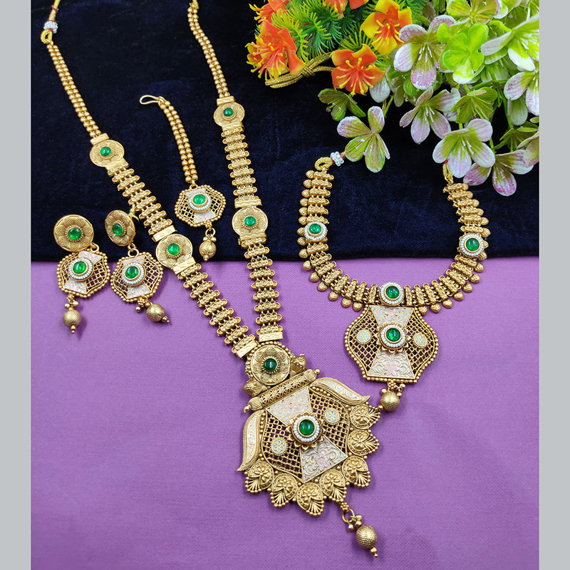 Gehana Mahal Copper Gold Pota Stone Necklace Combo